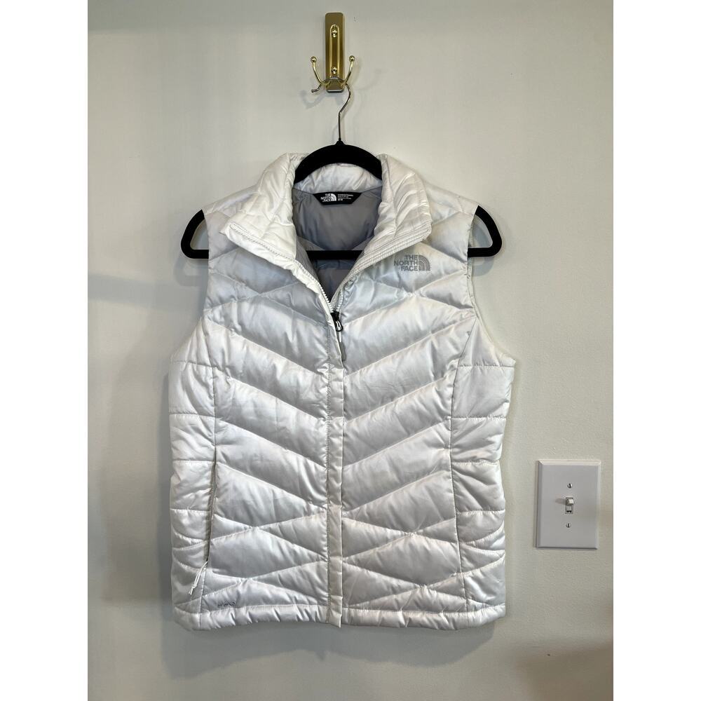 The North Face White Puffer Vest Women Medium Down Insulated Zip Jacket